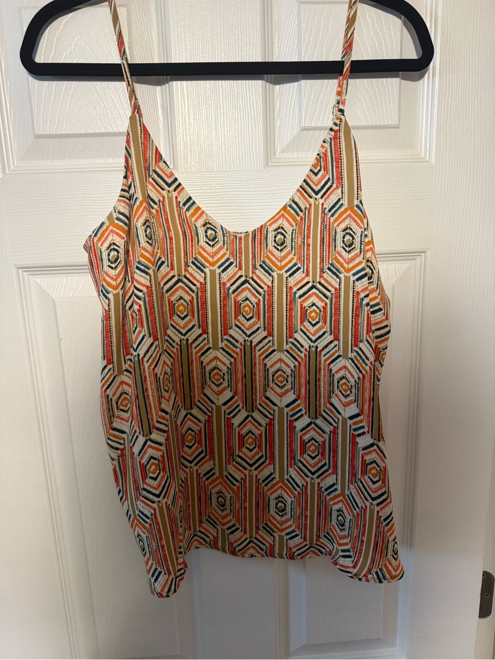 Allison Joy Orange Multi Geometric Spaghetti-Strap Cami
